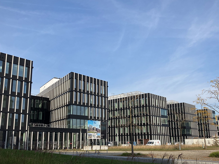 Buildings with glass facades.